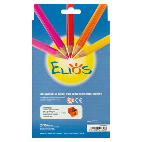 Matite colorate FILA Elios colori assortiti - Astuccio da 24 pastelli + temperino - F274300